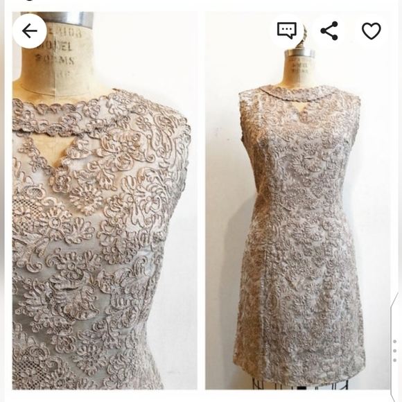 True Vintage J.H. Strauss 60's Luxury Lace Jacquard Shift Dress Made in France - Picture 6 of 16